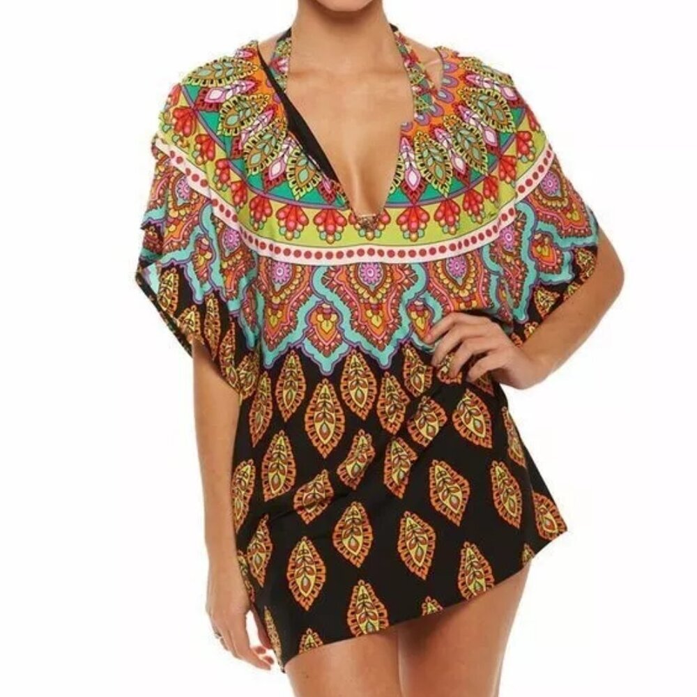 NWT Trina Turk Moroccan Medallion Tunic Dress Beach Cover Up Medium M